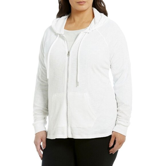 Calvin Klein Performance Womens White Hooded Jacket Plus Size 2X MSRP $59 - Picture 1 of 1